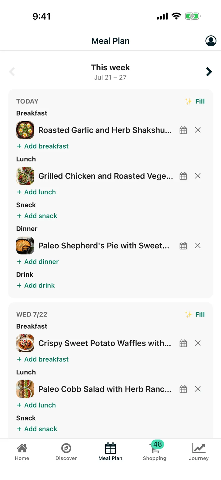 The weekly meal planner